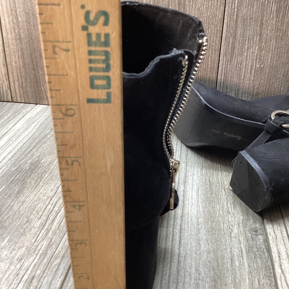 Bershka Booties Heeled Ankle Boots Zippered SIZE 6.5 Faux Suede Black Women’s - Picture 14 of 16